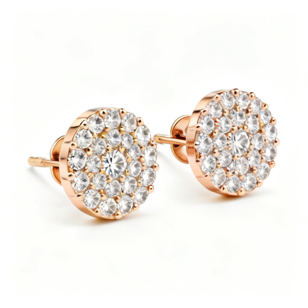 Lab-Grown Round Diamond Luxe Back Earrings - RG Side