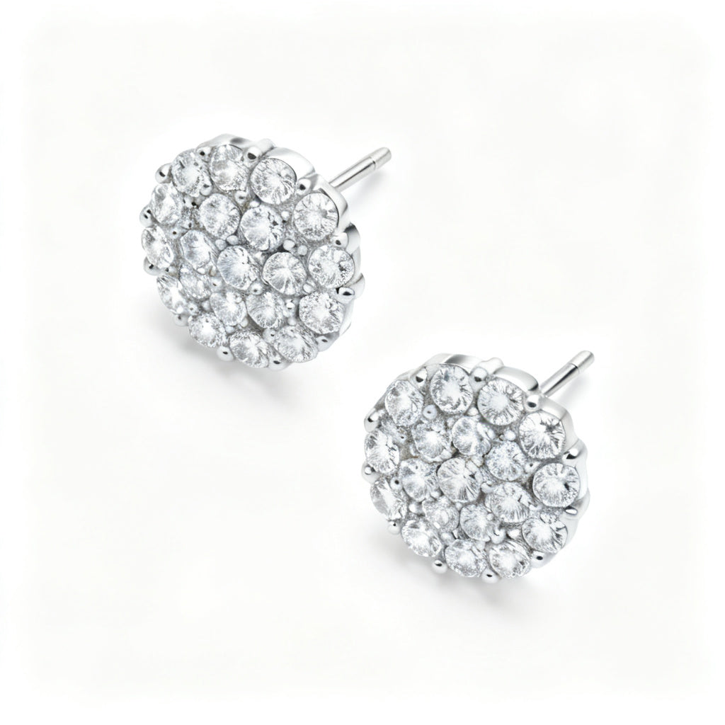 Lab-Grown Round Diamond Luxe Back Earrings - WG Overhead
