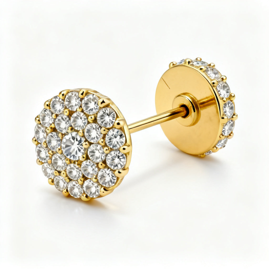 Lab-Grown Round Diamond Luxe Back Earrings - YG Side