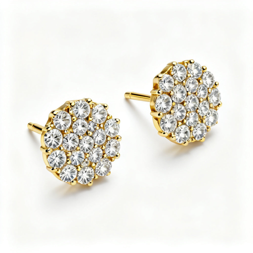 Lab-Grown Round Diamond Luxe Back Earrings - YG Overhead