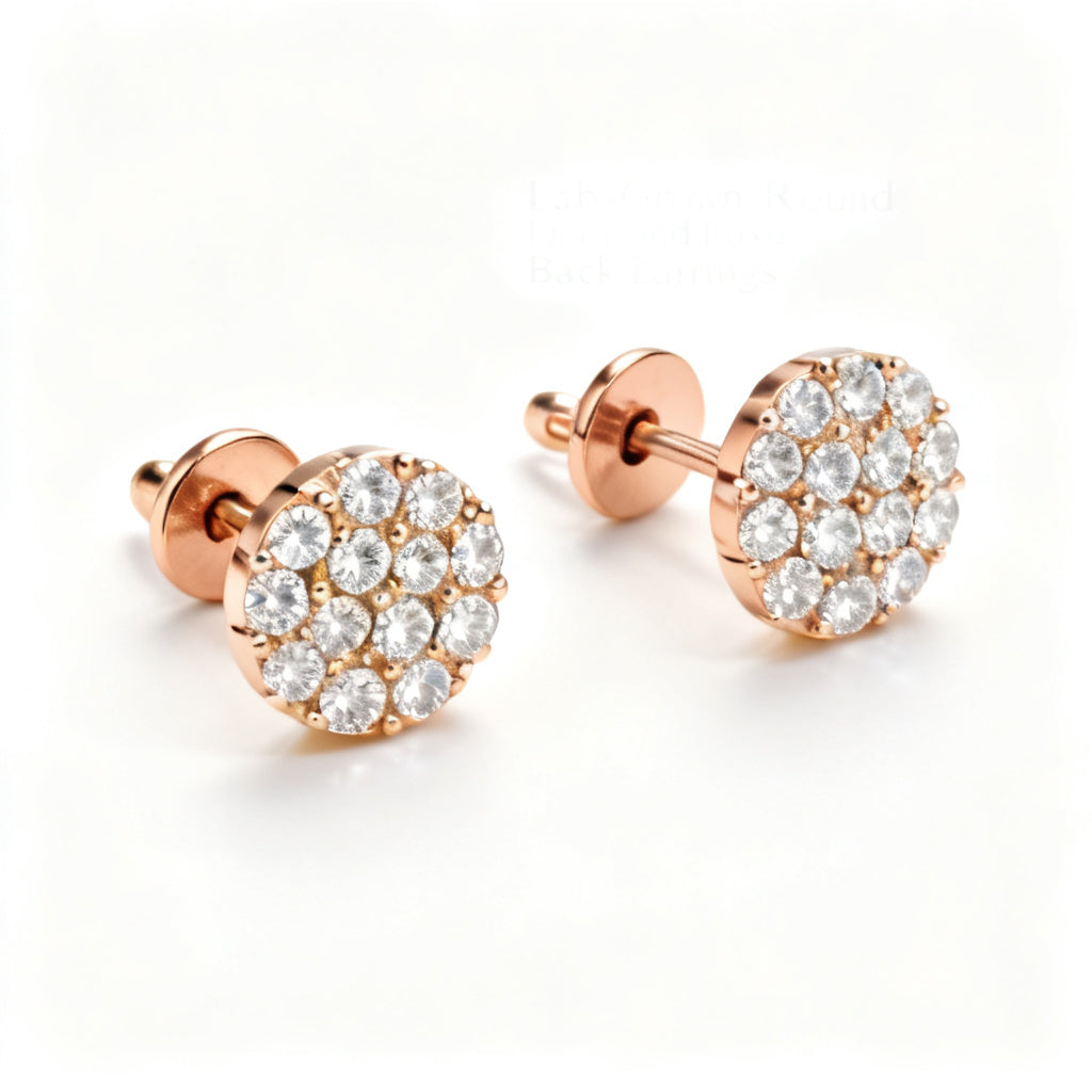 Lab-Grown Round Diamond Luxe Back Earrings - RG 45deg