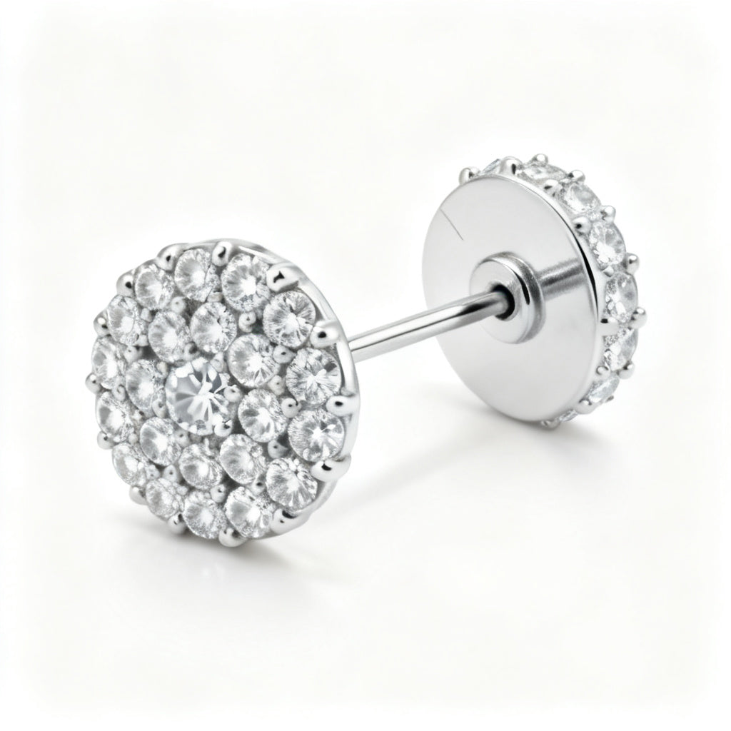 Lab-Grown Round Diamond Luxe Back Earrings - WG Side