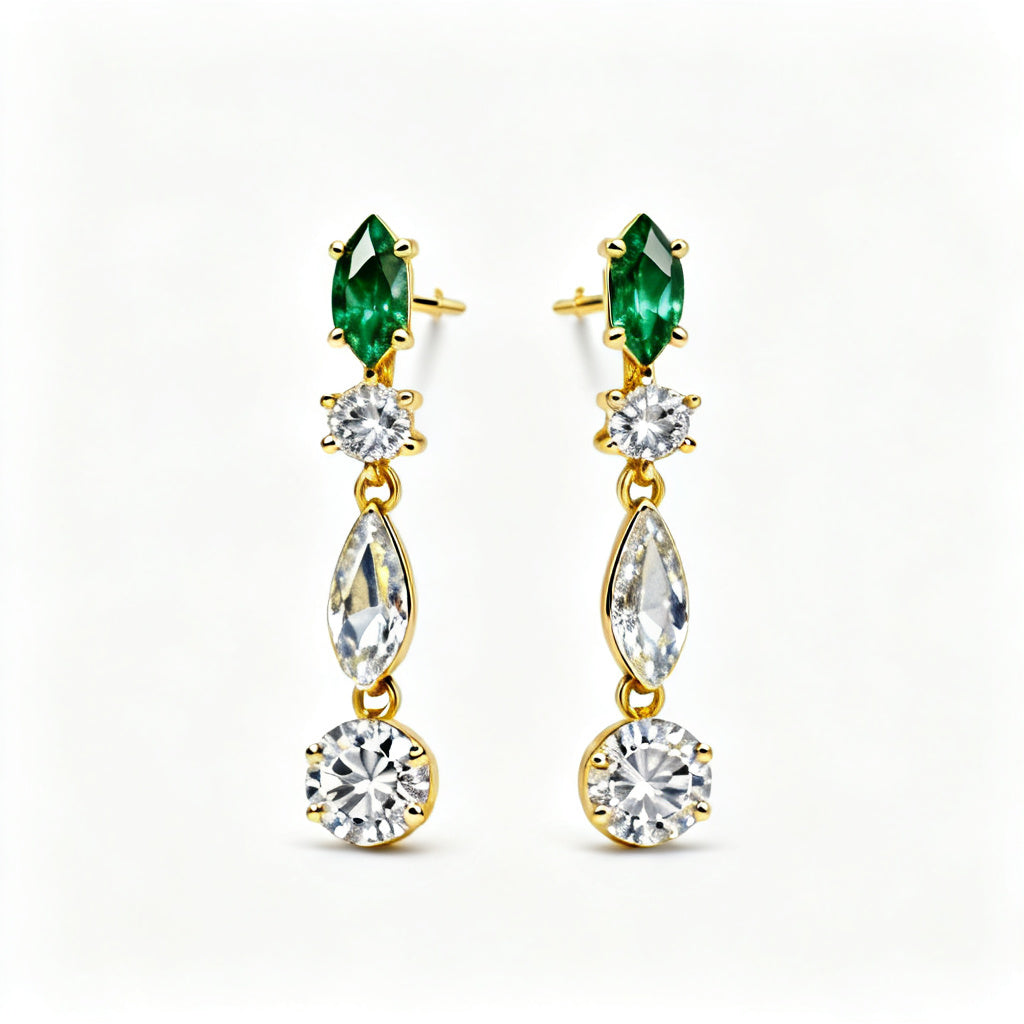 Multi-Shape Lab-Grown Diamond Luxe Back Earrings - YG Front