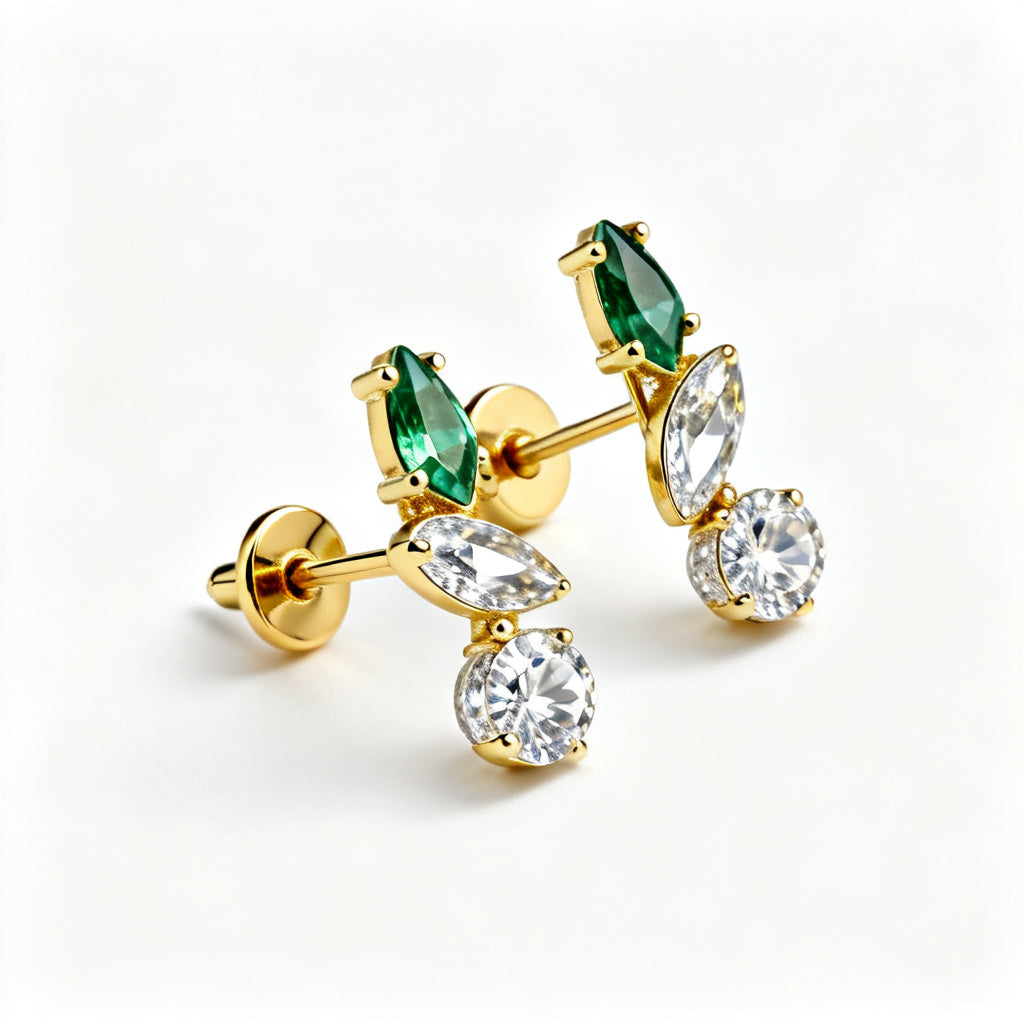 Multi-Shape Lab-Grown Diamond Luxe Back Earrings - YG Side