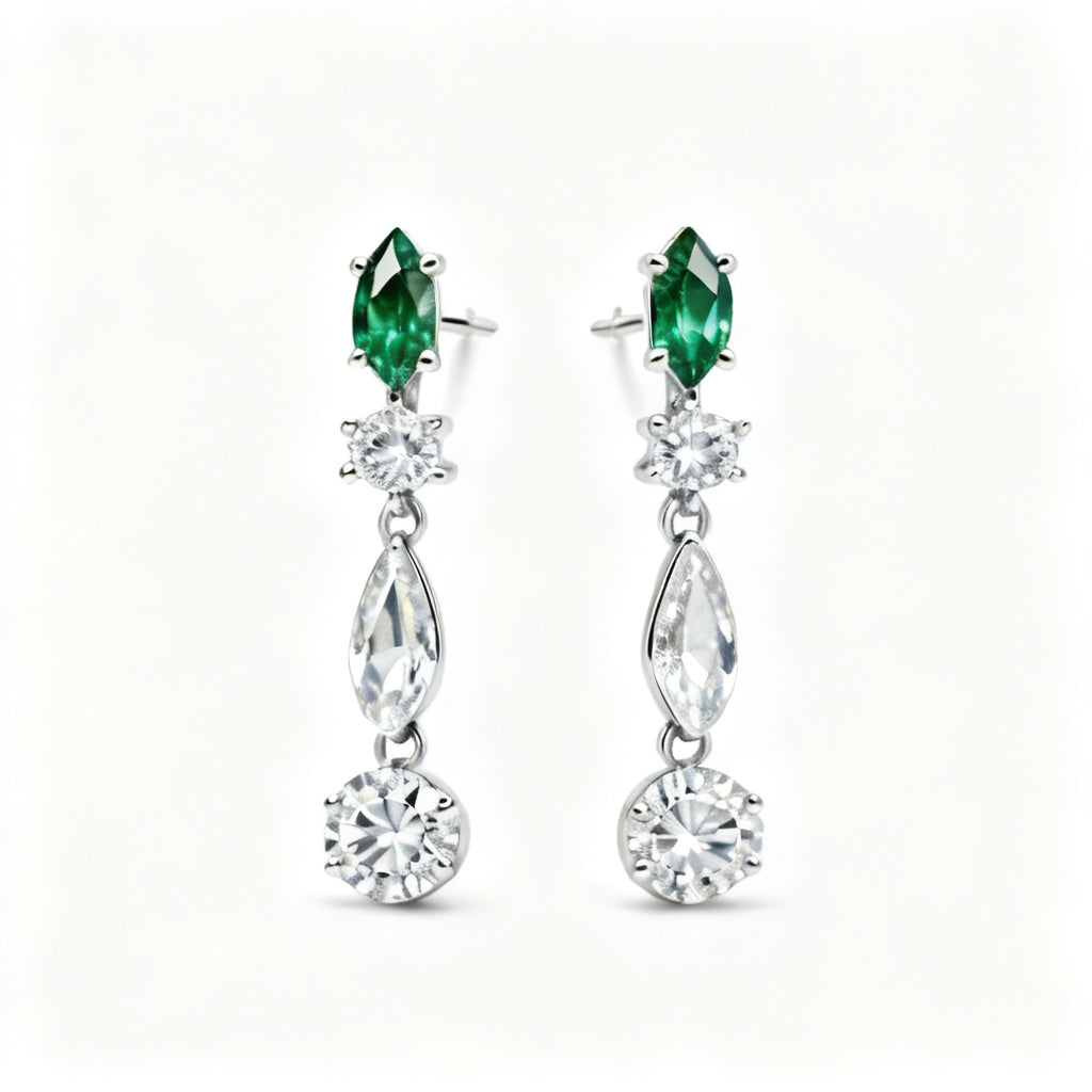 Multi-Shape Lab-Grown Diamond Luxe Back Earrings - WG Front