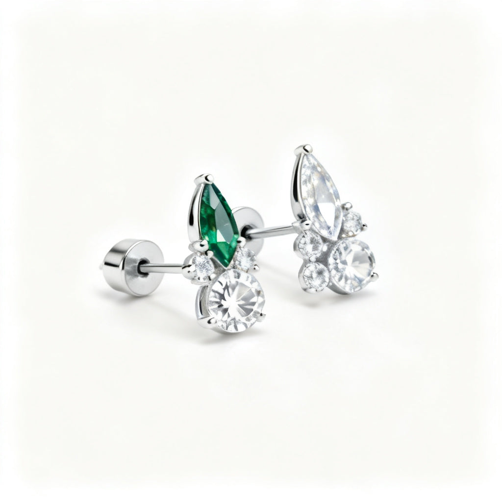 Multi-Shape Lab-Grown Diamond Luxe Back Earrings - WG 45deg