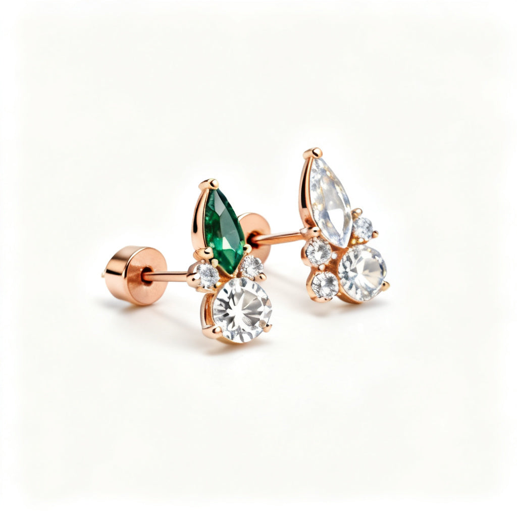 Multi-Shape Lab-Grown Diamond Luxe Back Earrings - RG 45deg