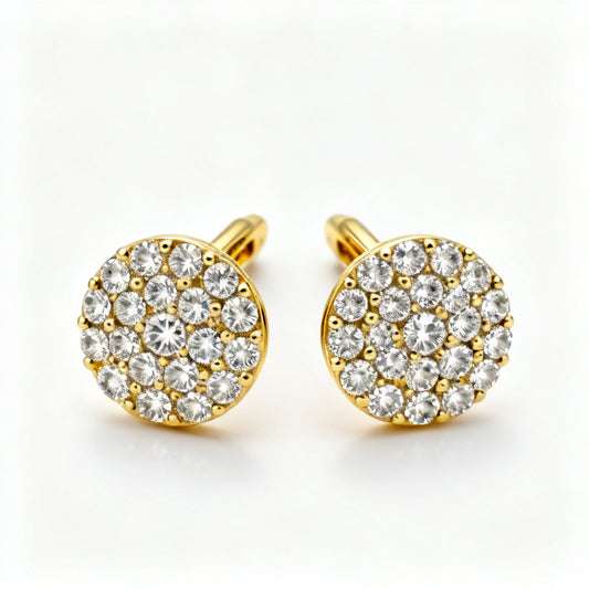 Lab-Grown Round Diamond Luxe Back Earrings - YG Front
