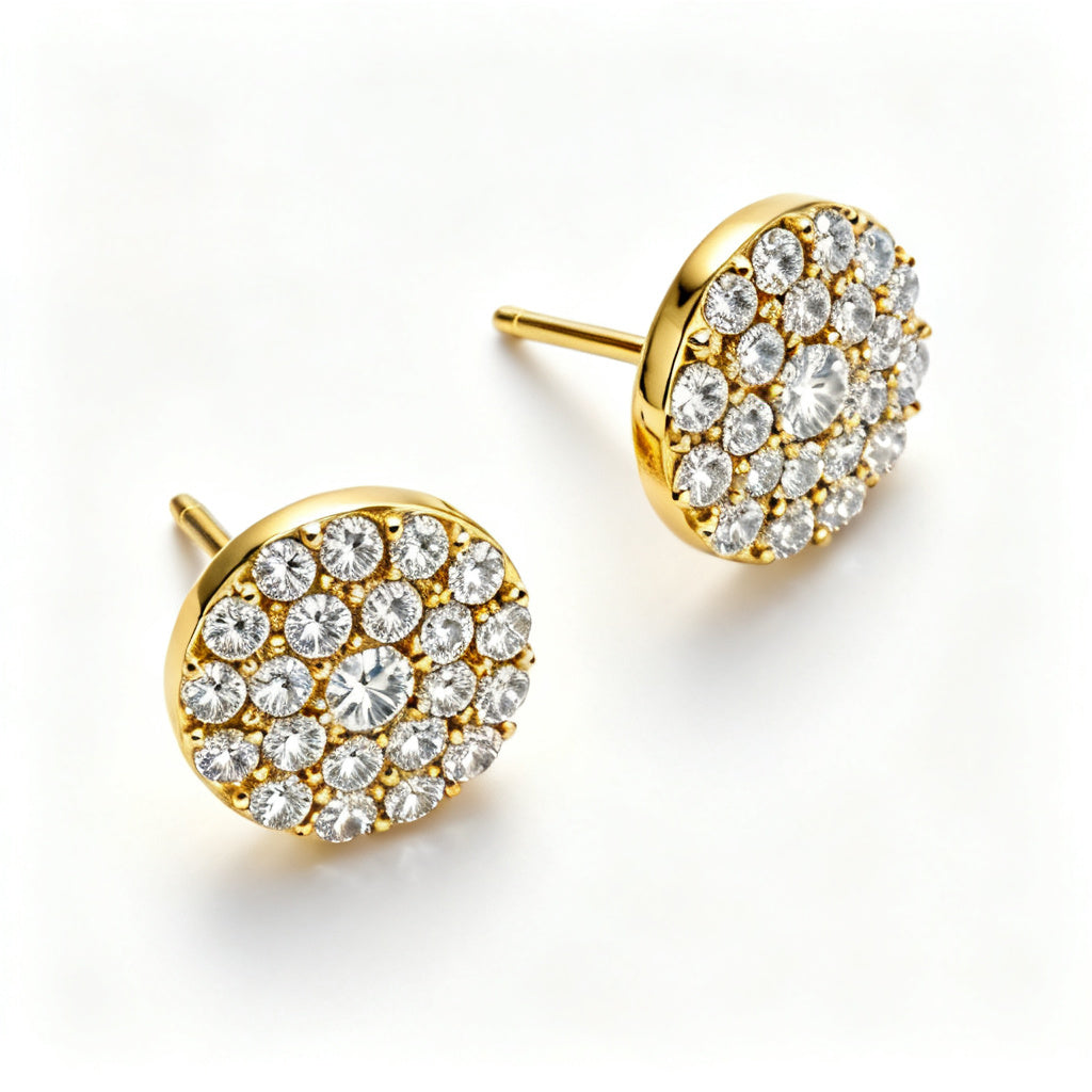 Lab-Grown Round Diamond Luxe Back Earrings - YG Overhead