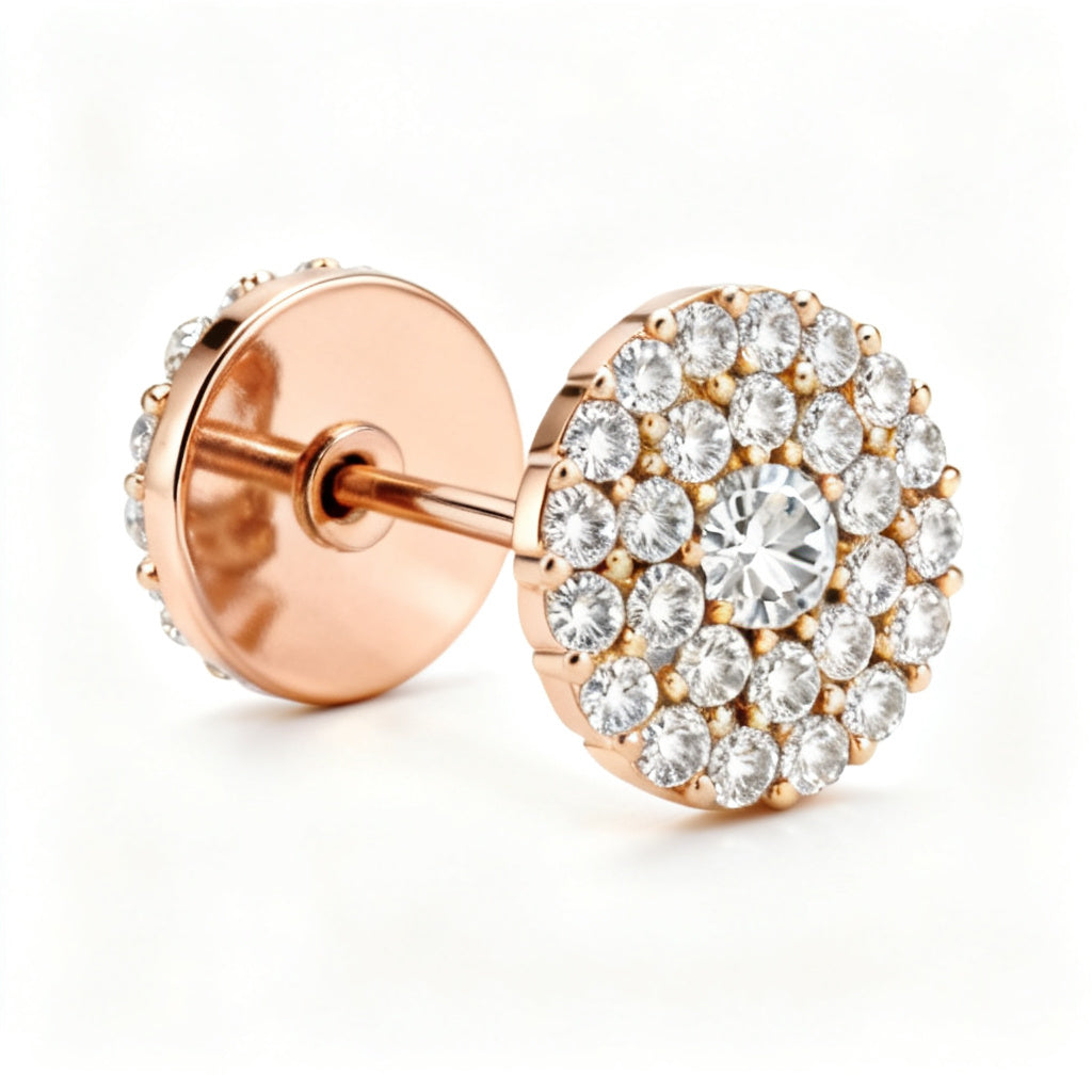 Lab-Grown Round Diamond Luxe Back Earrings - RG 45deg