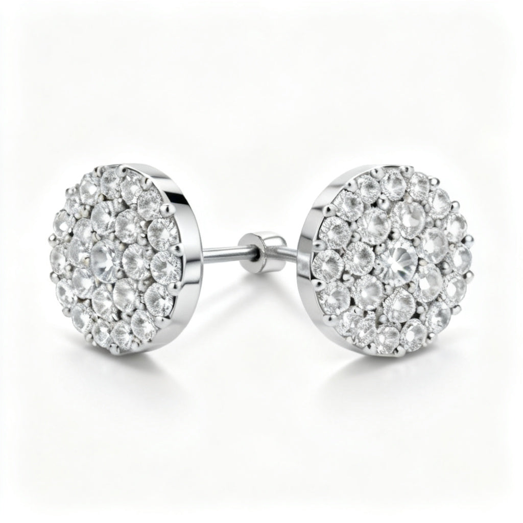 Lab-Grown Round Diamond Luxe Back Earrings - WG Side