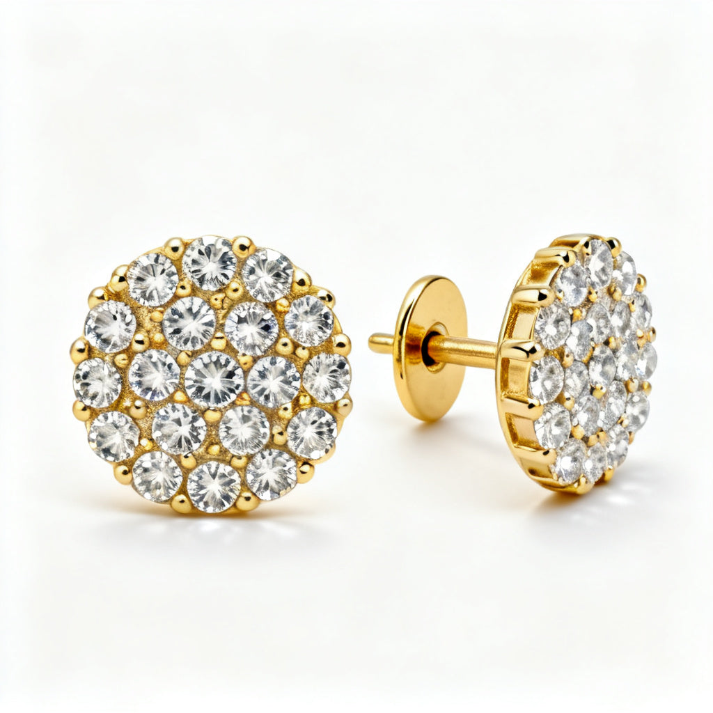 Lab-Grown Round Diamond Luxe Back Earrings - YG Front