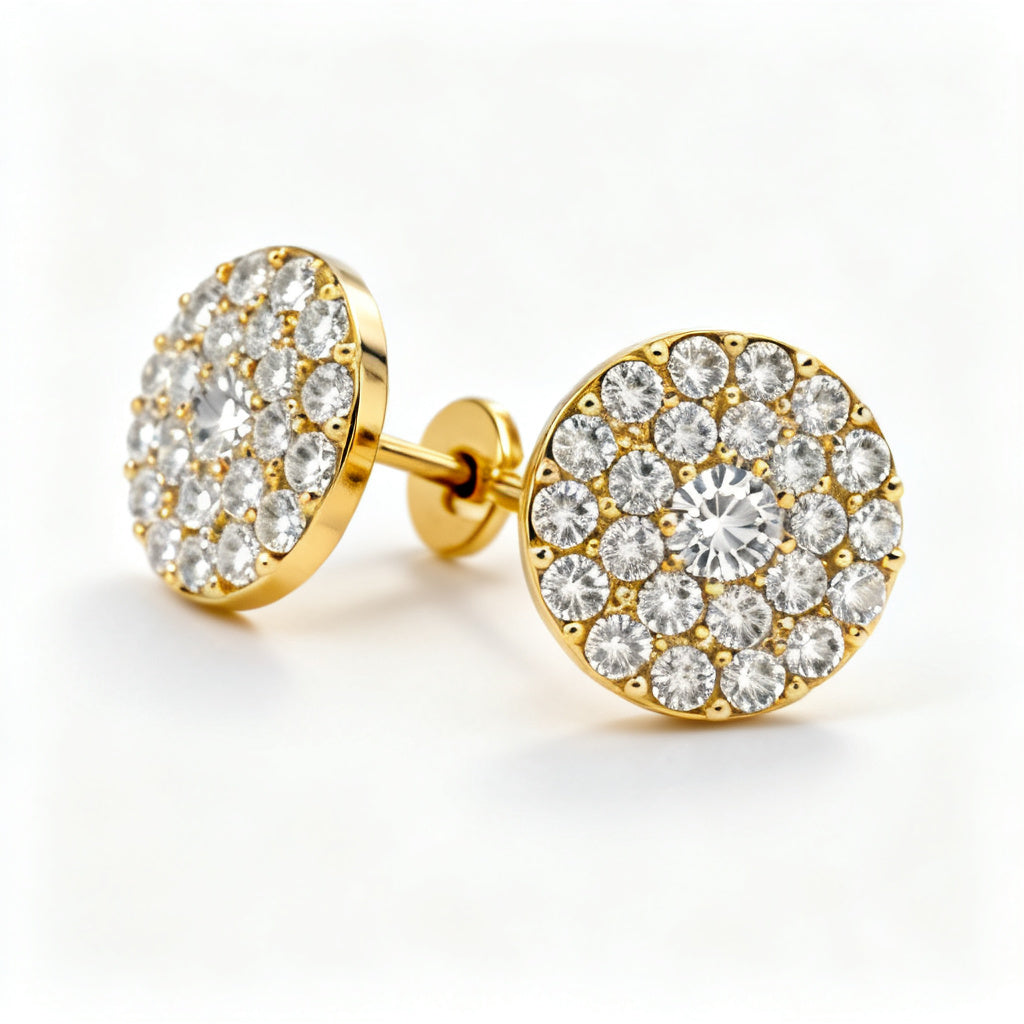 Lab-Grown Round Diamond Luxe Back Earrings - YG 45deg