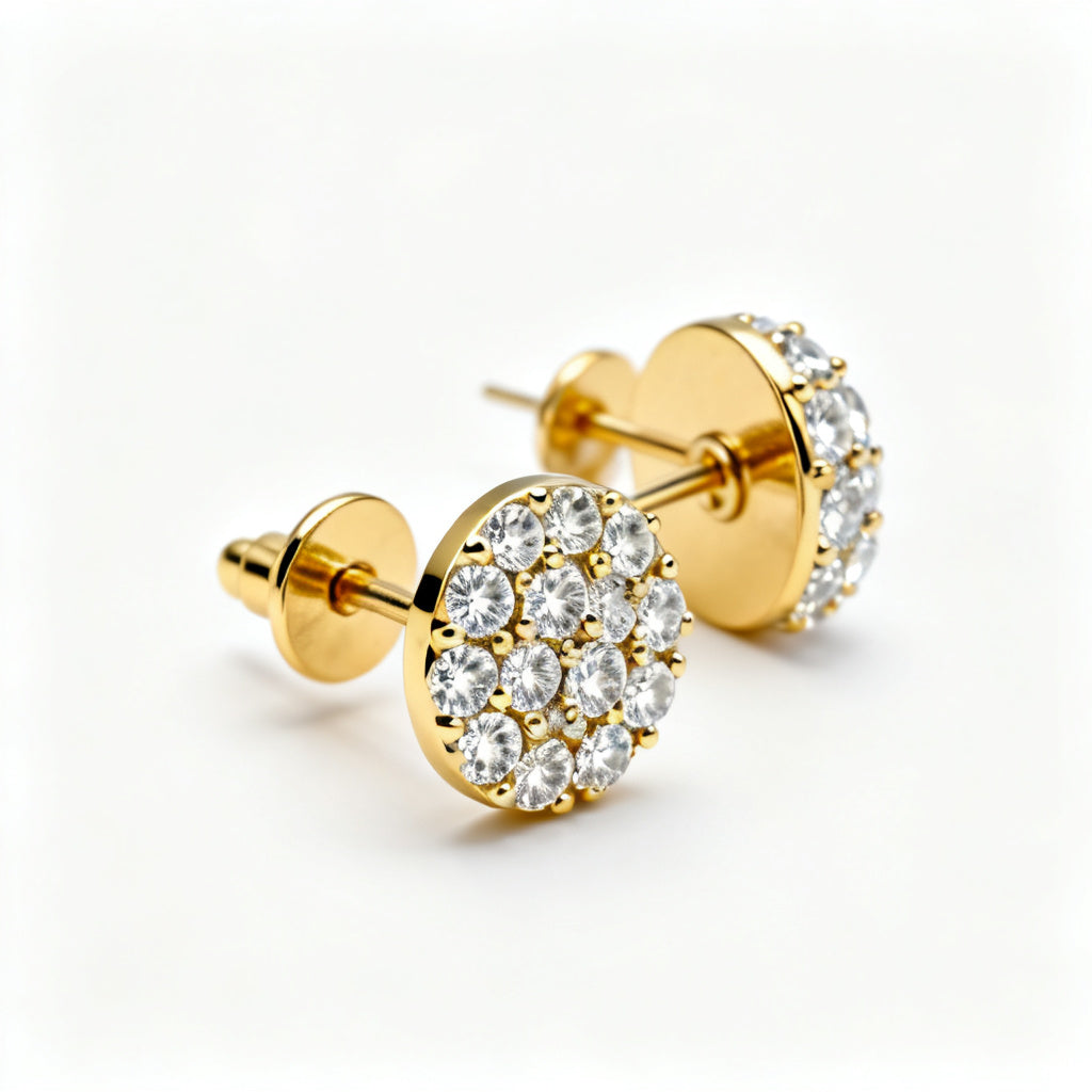 Lab-Grown Round Diamond Luxe Back Earrings - Yellow Gold Side Profile