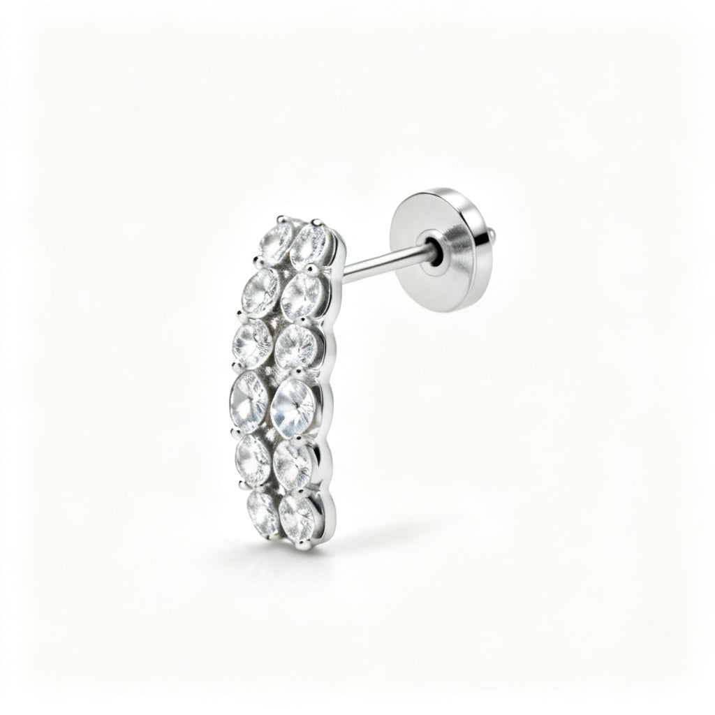 Oval Lab-Grown Diamond Luxe Back Earrings - White Gold Side Profile