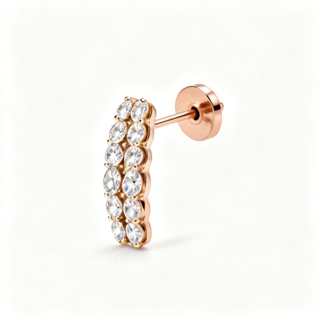 Oval Lab-Grown Diamond Luxe Back Earrings - Rose Gold Side Profile