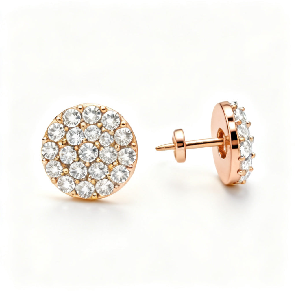 Lab-Grown Round Diamond Luxe Back Earrings - Rose Gold Front View