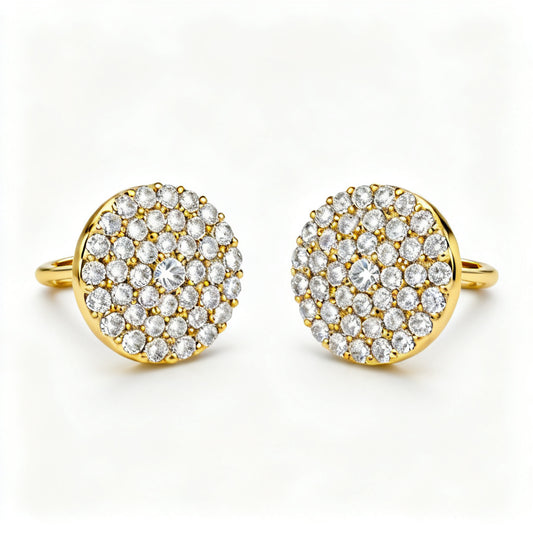 Lab-Grown Round Diamond Luxe Back Earrings in Yellow Gold - Front View