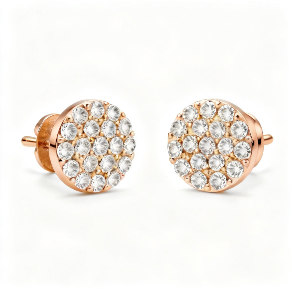 Lab-Grown Round Diamond Luxe Back Earrings in Rose Gold - Front View
