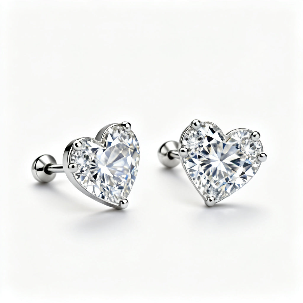 Lab-Grown Round Diamond Luxe Back Earrings White Gold Front View