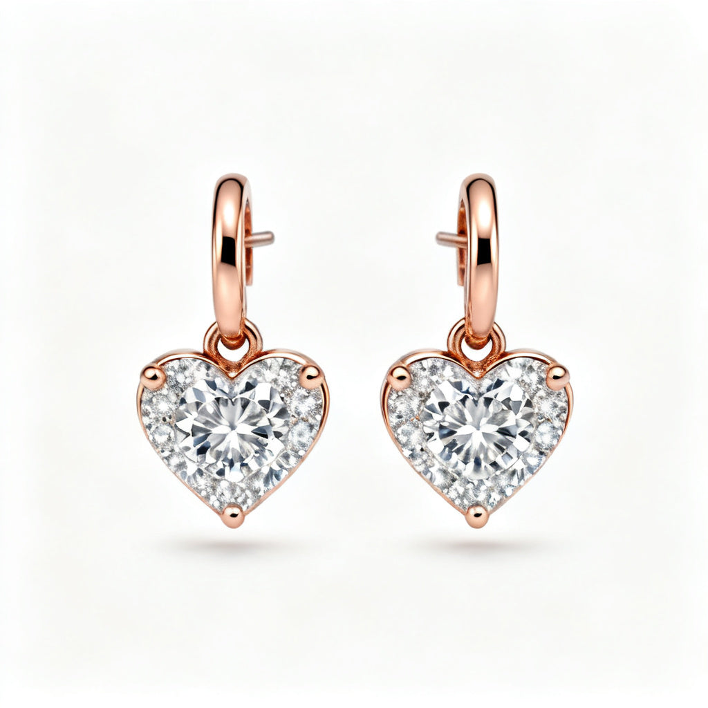 Lab-Grown Round Diamond Luxe Back Earrings Rose Gold Front View