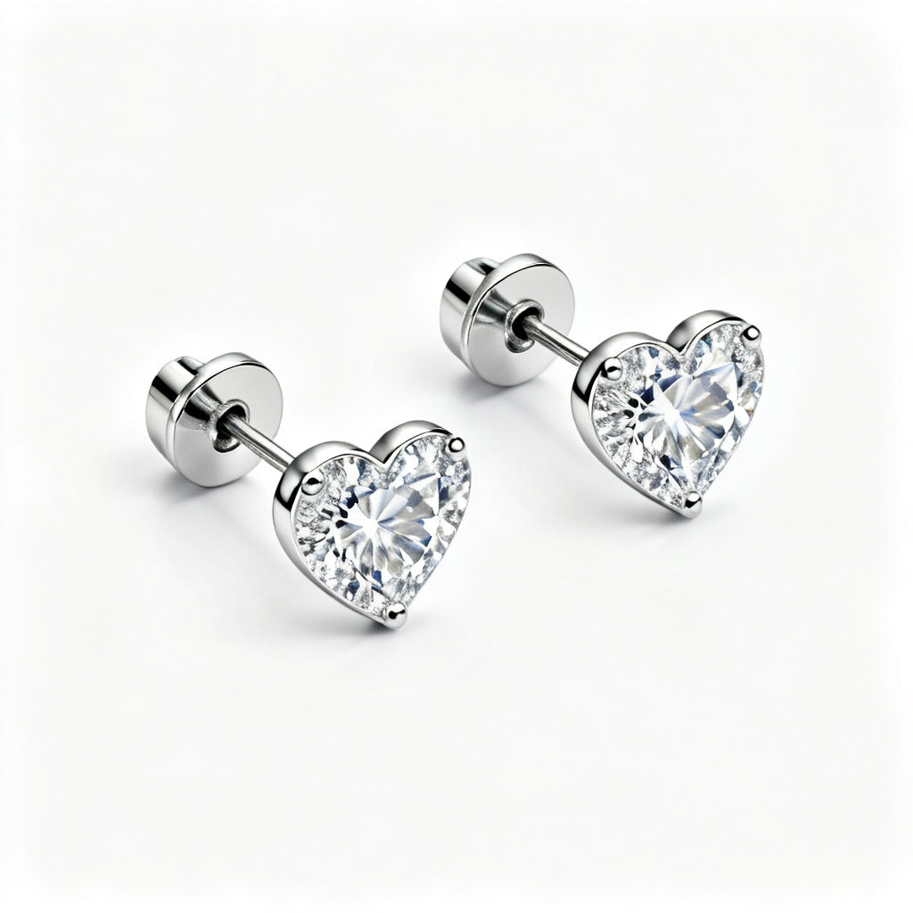 Lab-Grown Round Diamond Luxe Back Earrings White Gold 45 View