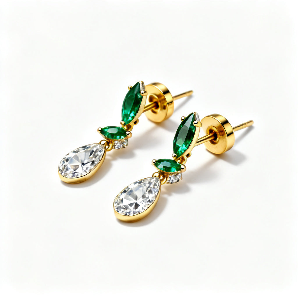 Multi-Shape Lab-Grown Diamond Luxe Back Earrings Yellow Gold 45 View