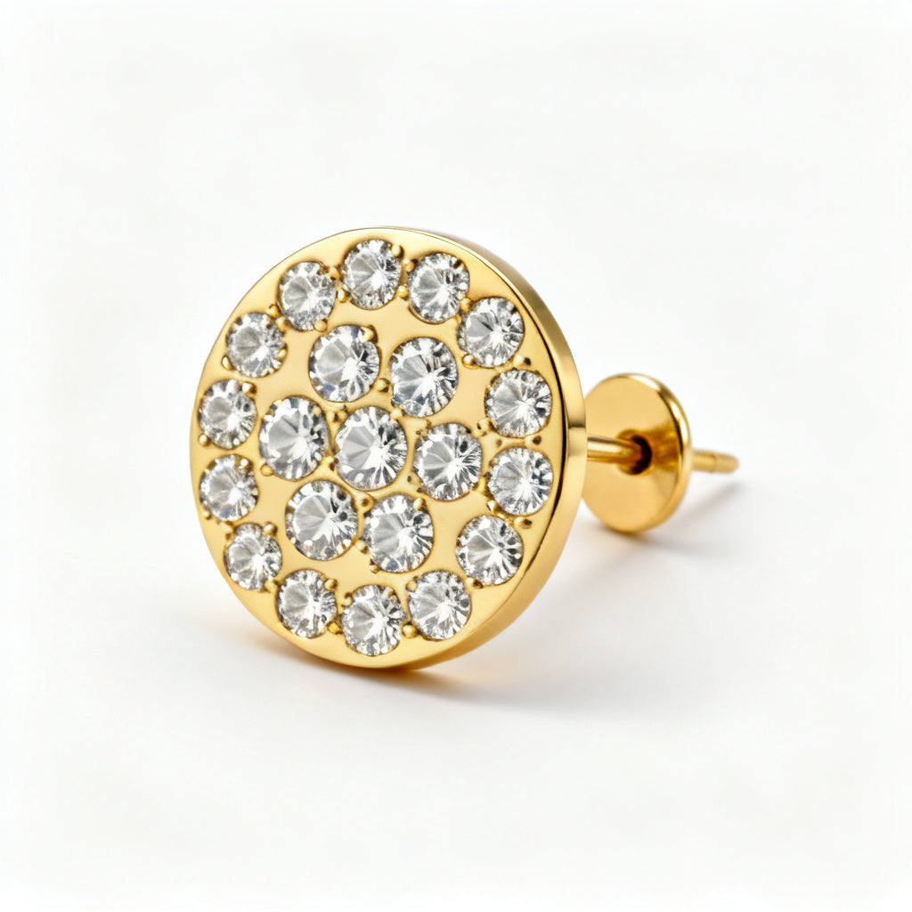Lab-Grown Round Diamond Minimal Back Earrings Yellow Gold 45 View