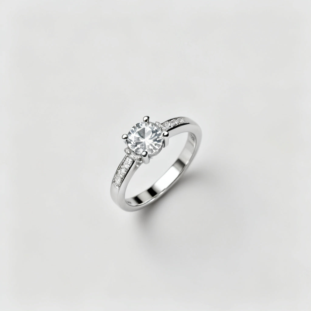 Lab-Grown Round Diamond Minimal Back Earrings White Gold Overhead View