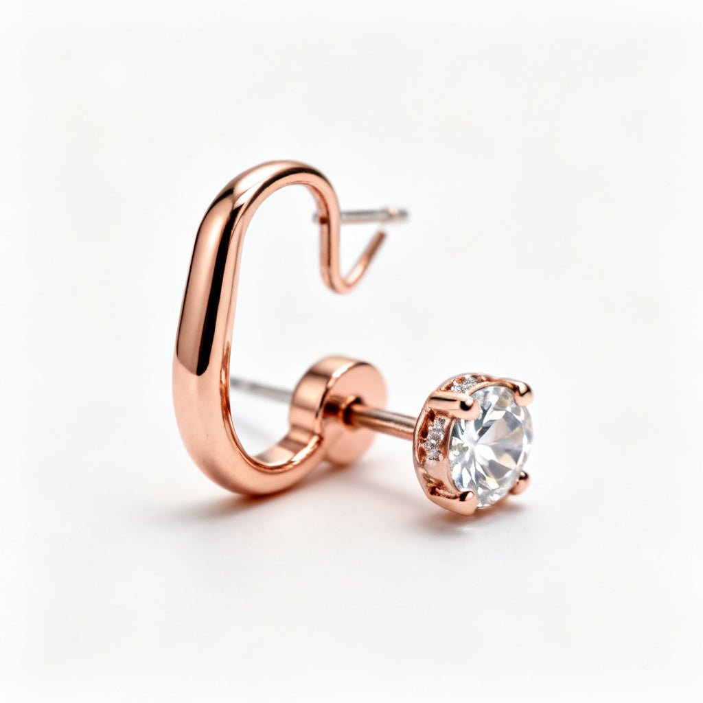 Pear Lab-Grown Diamond Luxe Back Earrings Rose Gold Side Profile