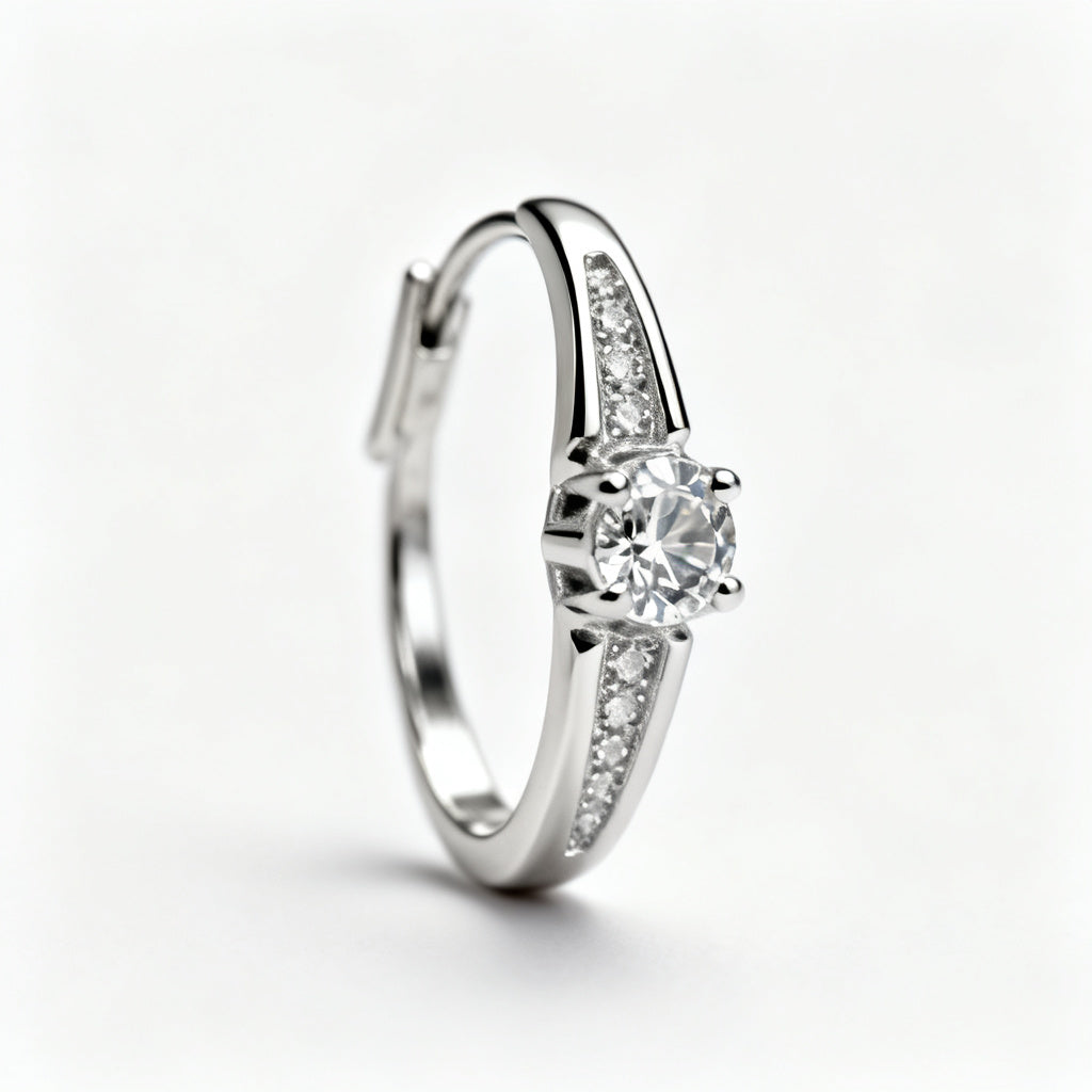 Lab-Grown Round Diamond Minimal Back Earrings White Gold Side Profile