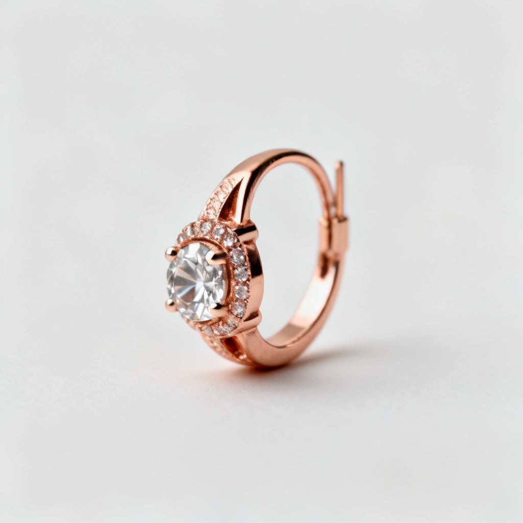 Lab-Grown Round Diamond Luxe Back Earrings - Rose Gold Side Profile