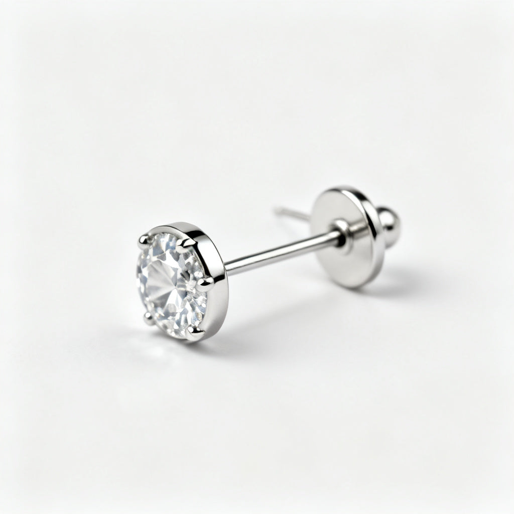 Asscher Lab-Grown Diamond Luxe Back Earrings - White Gold Side Profile
