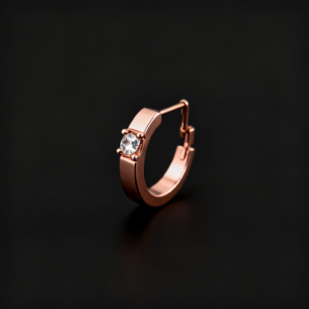 Asscher Lab-Grown Diamond Luxe Back Earrings - Rose Gold Side Profile