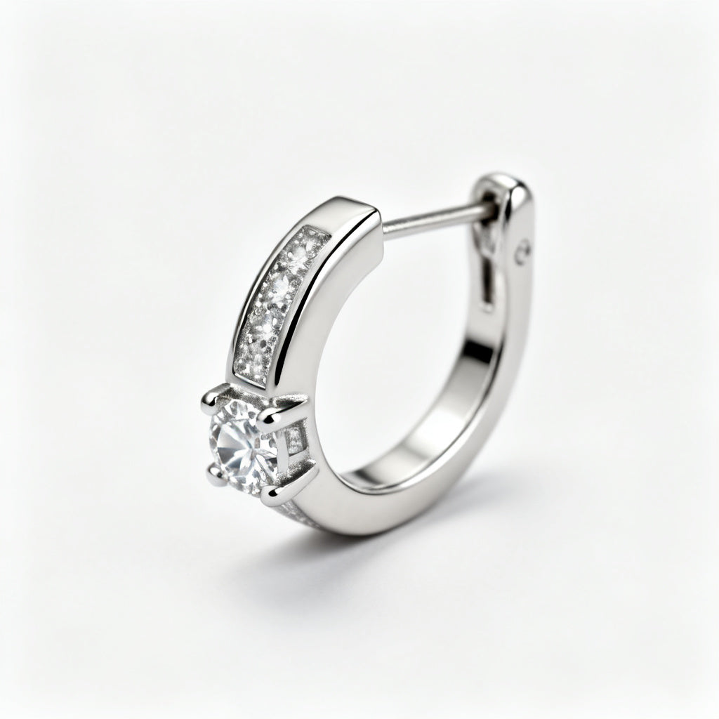 Lab-Grown Round Diamond Luxe Back Earrings - White Gold Side Profile