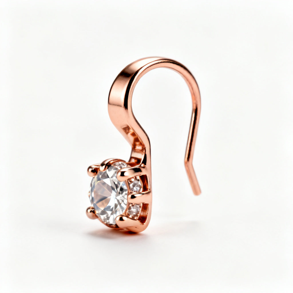 Lab-Grown Round Diamond Luxe Back Earrings - Rose Gold Side Profile