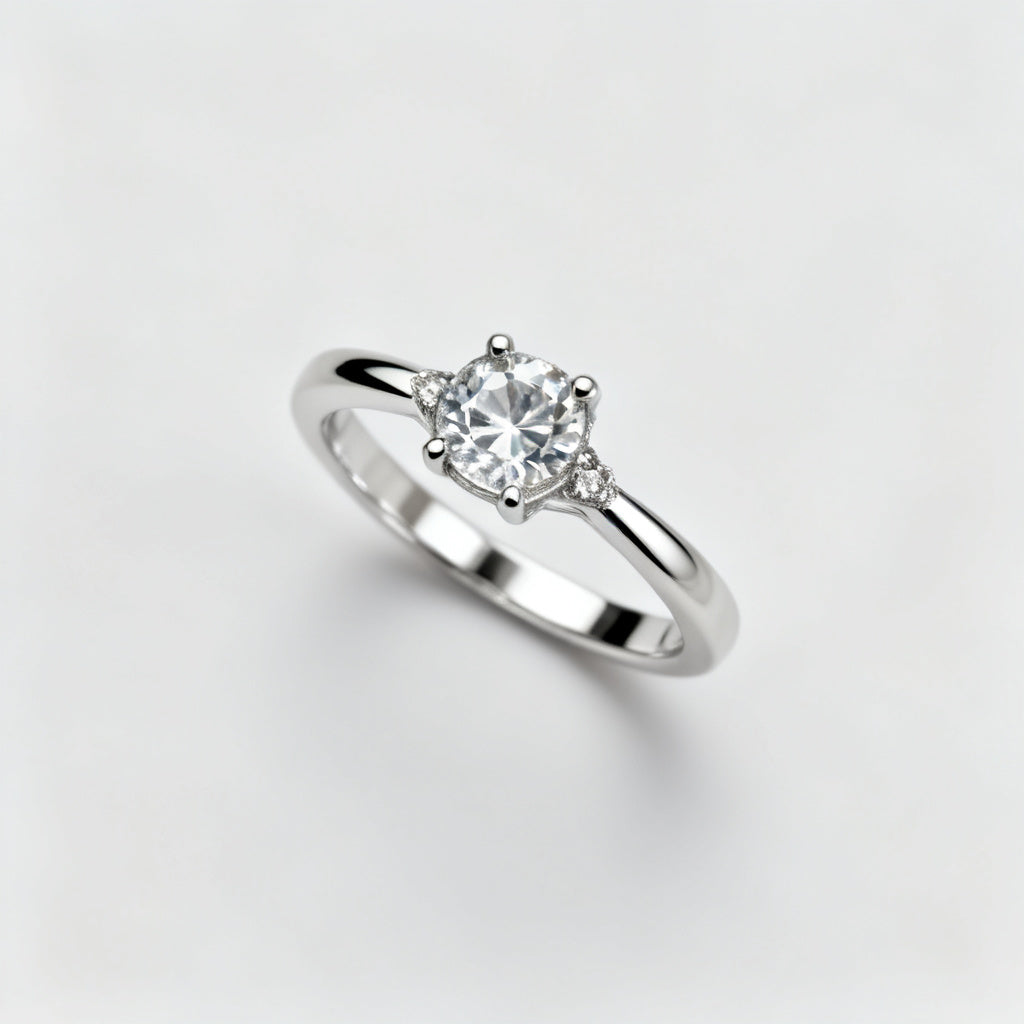 Lab-Grown Round Diamond Luxe Back Earrings - White Gold Overhead View