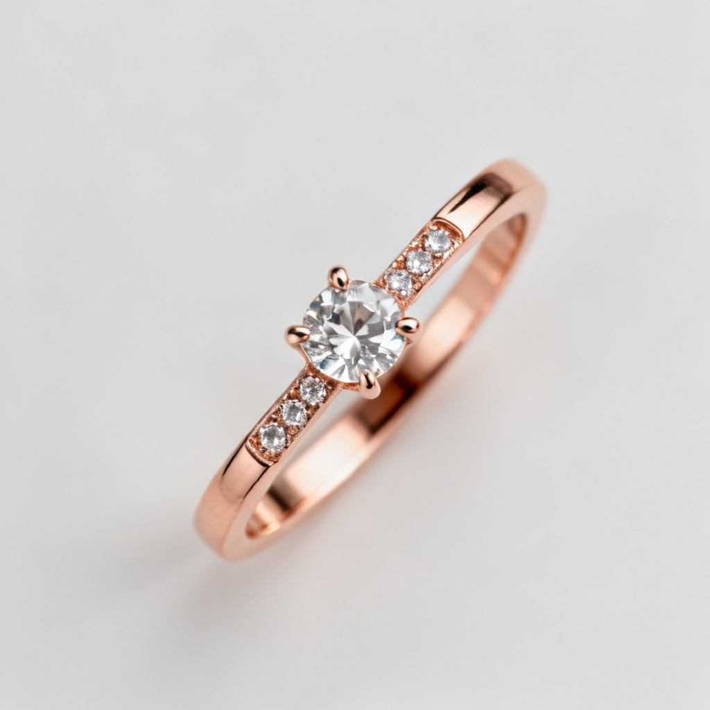 Lab-Grown Round Diamond Luxe Back Earrings - Rose Gold Overhead View