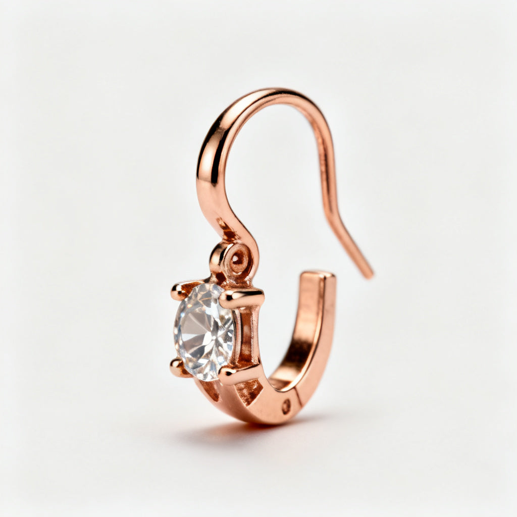 Lab-Grown Round Diamond Luxe Back Earrings - Rose Gold Side Profile
