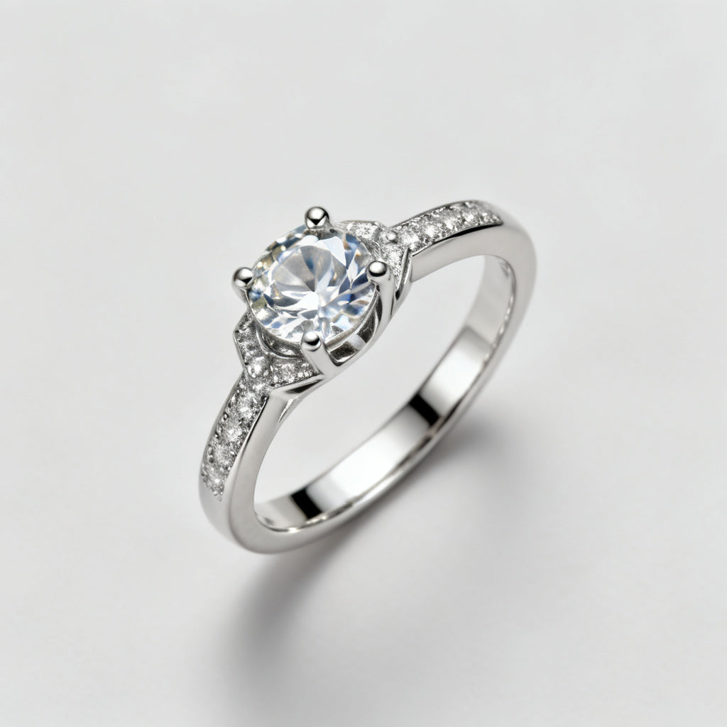 Lab-Grown Round Diamond Luxe Back Earrings - White Gold Overhead View
