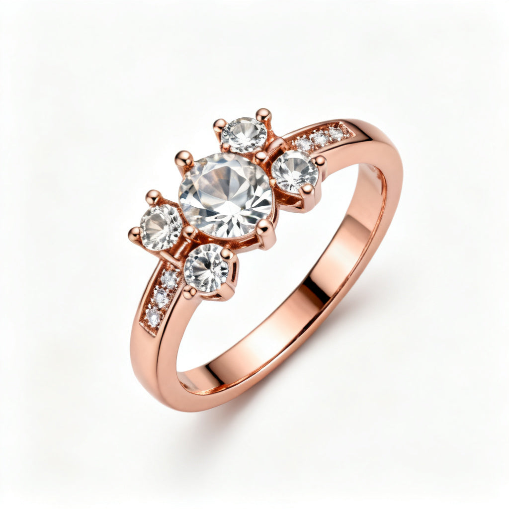 Lab-Grown Round Diamond Luxe Back Earrings - Rose Gold Overhead View