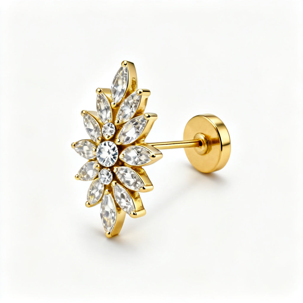 Lab-Grown Multi-Shape Diamond Luxe Back Earrings - Yellow Gold Side Profile