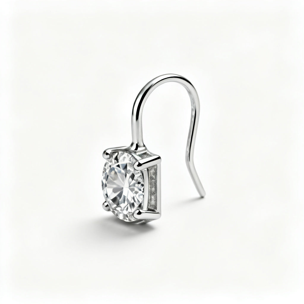 Lab-Grown Round Diamond Luxe Back Earrings - White Gold Side Profile