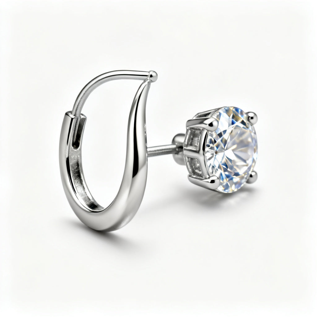 Pear & Round Lab-Grown Diamond Luxe Back Earrings - White Gold Side Profile