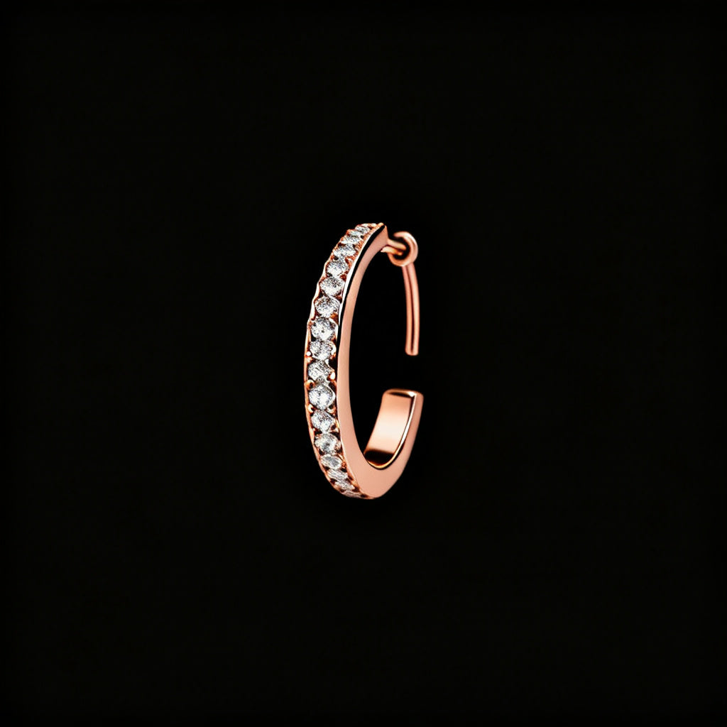 Pear & Round Lab-Grown Diamond Luxe Back Earrings - Rose Gold Side Profile