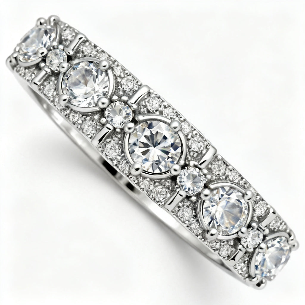 Lab-Grown Round Diamond Luxe Back Earrings - White Gold Overhead View