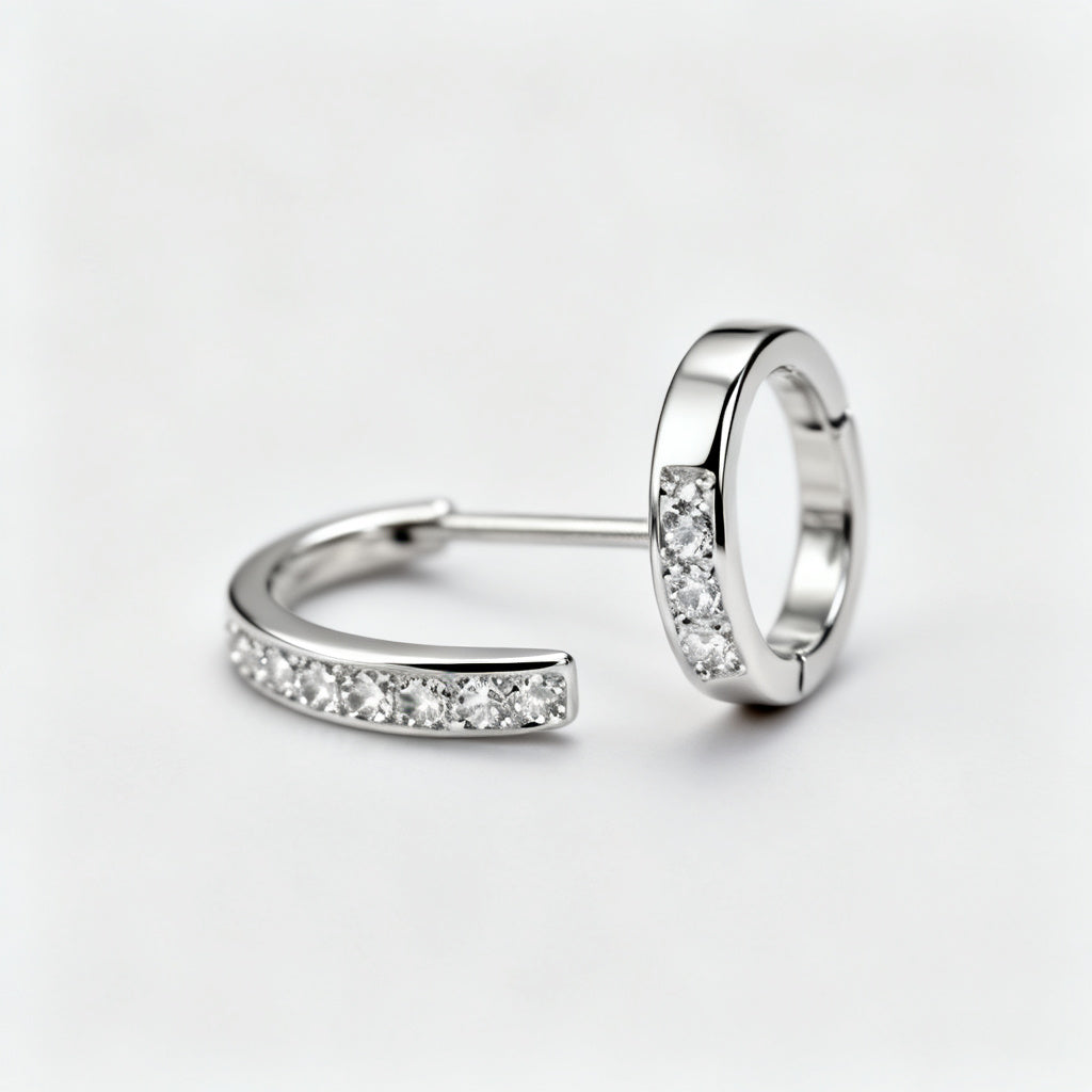 Lab-Grown Round Diamond Luxe Back Earrings - White Gold Side Profile