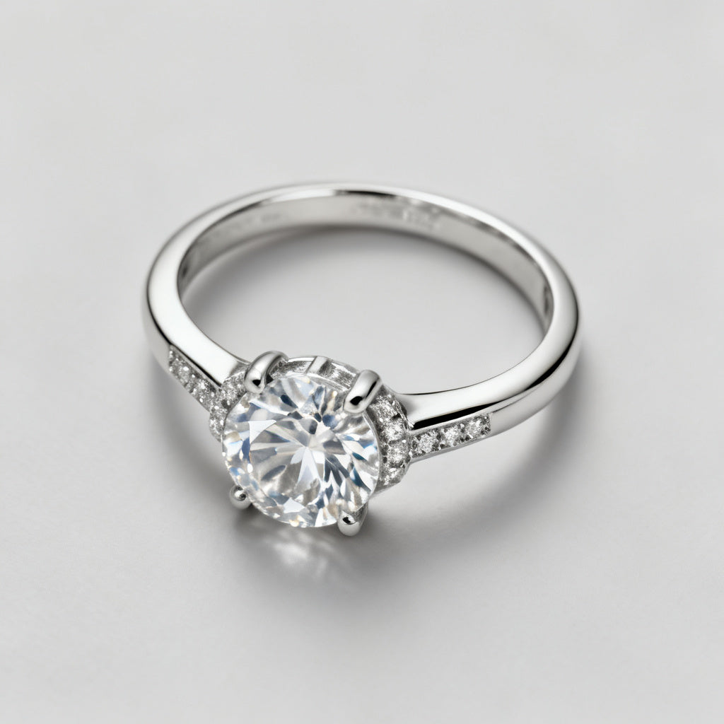 Lab-Grown Round Diamond Luxe Back Earrings - White Gold Overhead View