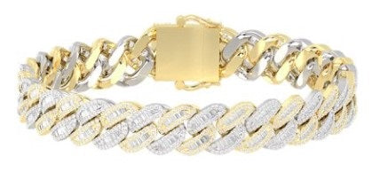 Baguette & Round Natural Diamond Statement Bracelet - 10KT White Gold