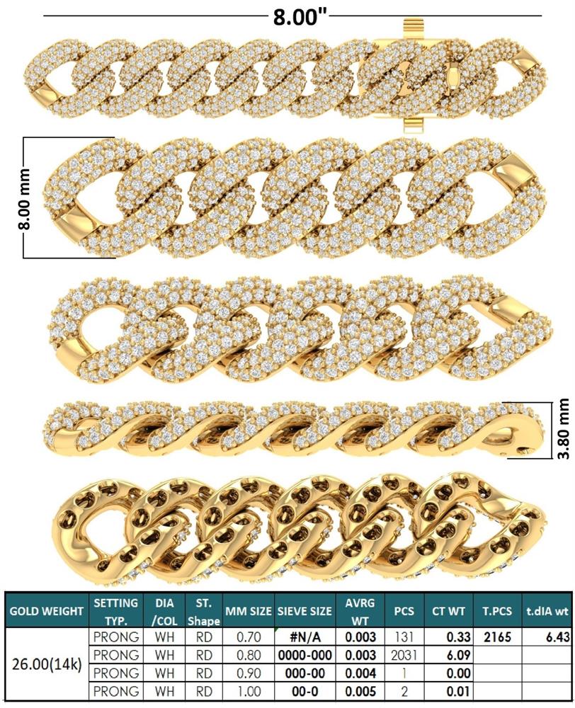 Round Lab-Grown Diamond Pavé Bracelet - 14KT Yellow Gold